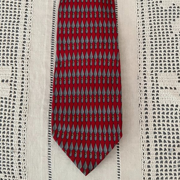 Gucci silk tie red, grey & yellow - Picture 3 of 10